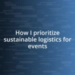 How I prioritize sustainable logistics for events