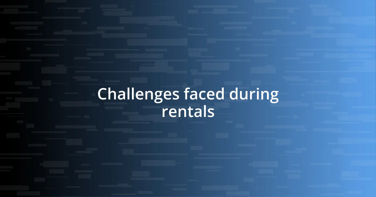 Challenges faced during rentals