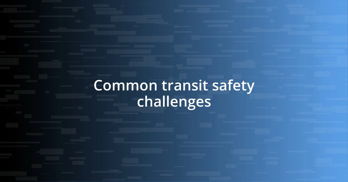 Common transit safety challenges